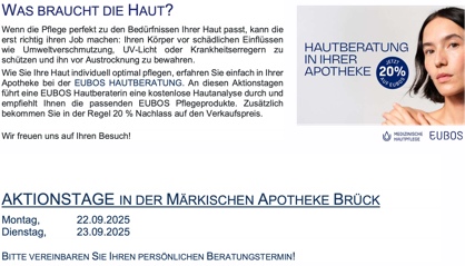 EUBOS - Hautberatung (individuelle Hautanalyse und Pflegeberatung)